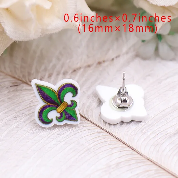 Mardi Gras Fleur de lis Stud Earrings Taras Teazers Female Sex Toys