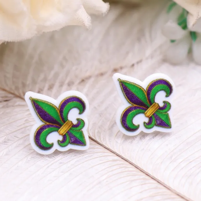 Mardi Gras Fleur de lis Stud Earrings Taras Teazers Female Sex Toys