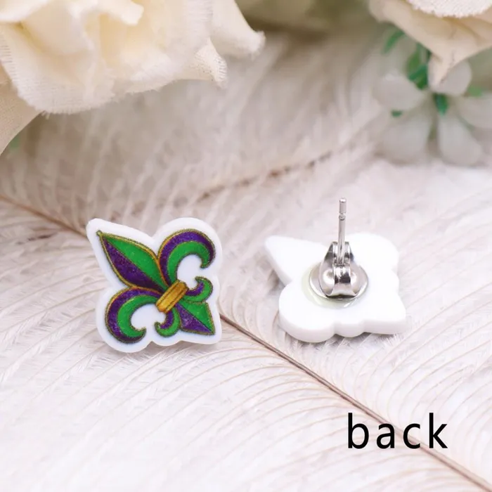 Mardi Gras Fleur de lis Stud Earrings Taras Teazers Female Sex Toys
