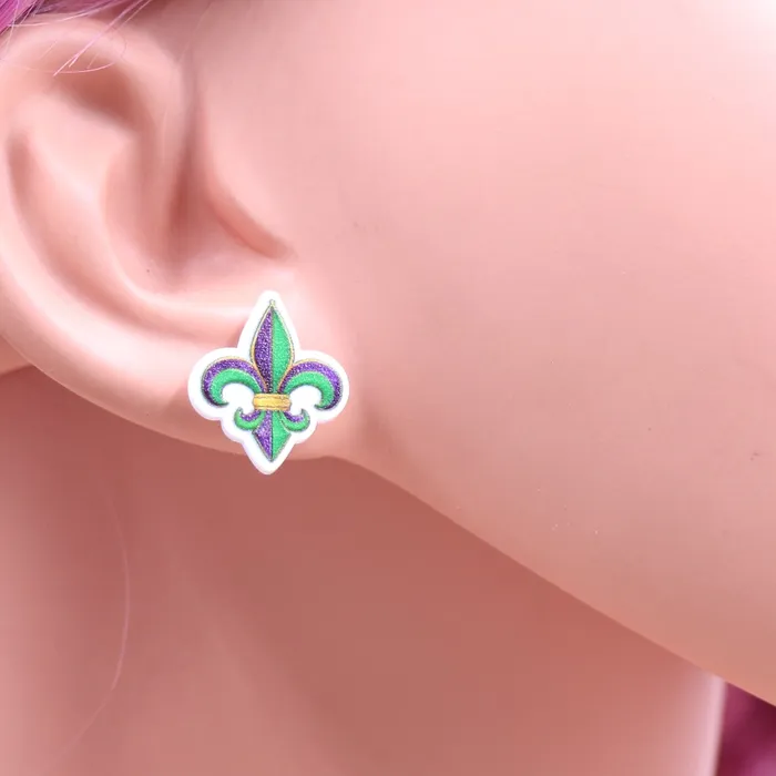 Mardi Gras Fleur de lis Stud Earrings Taras Teazers Female Sex Toys