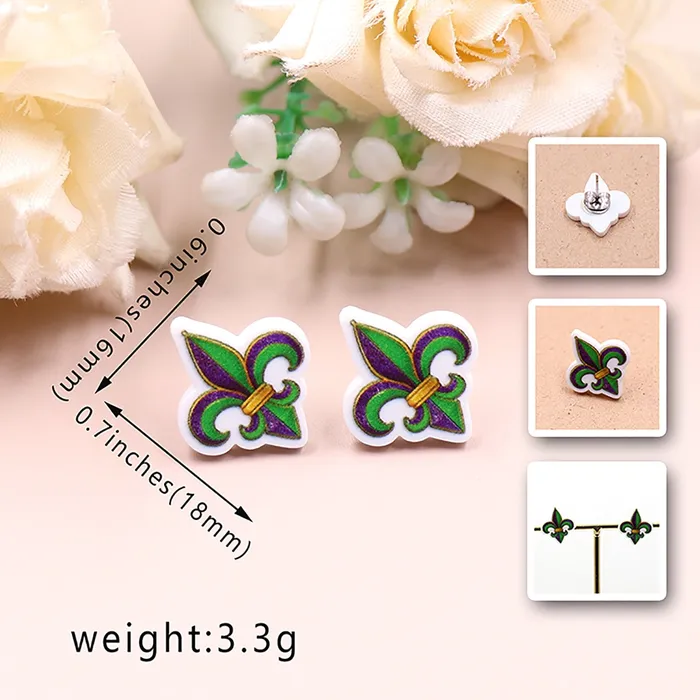 Mardi Gras Fleur de lis Stud Earrings Taras Teazers Female Sex Toys
