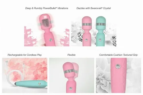 Vibrators Pillow Talk Cheeky Wand Vibrator Teal Pink BMS Factory