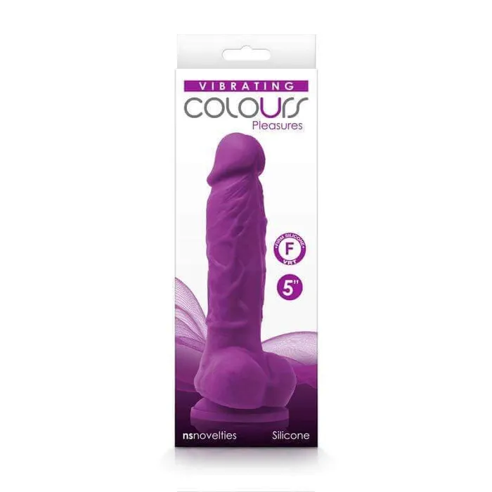 Dildos NS Novelties Colours Pleasures Vibrating 5 Silicone Dildo Purple