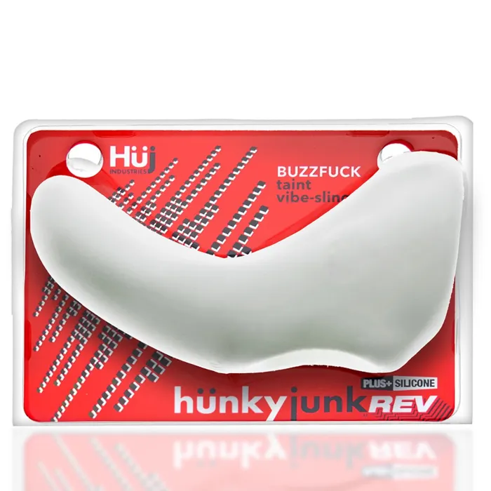 Hnkyjunk Couples Hunkyjunk Buzzfuck Sling with Taint Vibe Vibrating Cock Ring White Ice